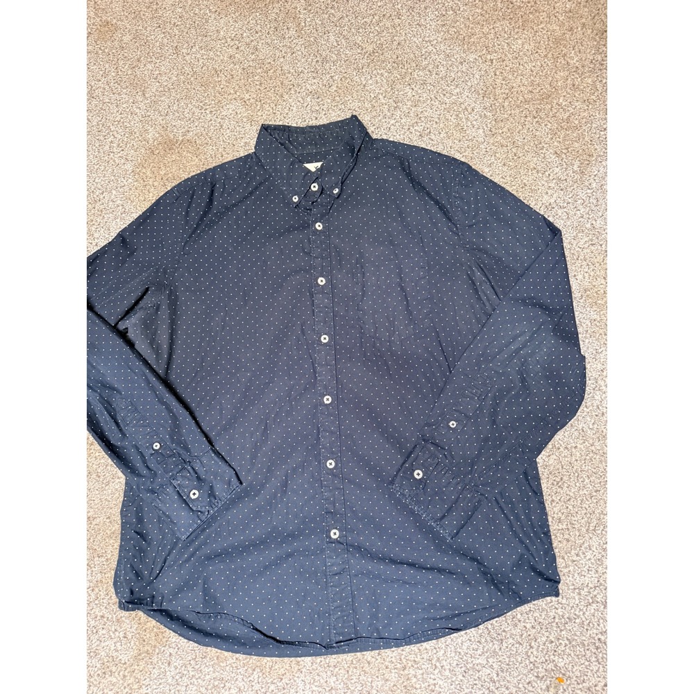 American Eagle Seriously Soft Mens XL Blue Polka Dot Button Down Shirt Classic